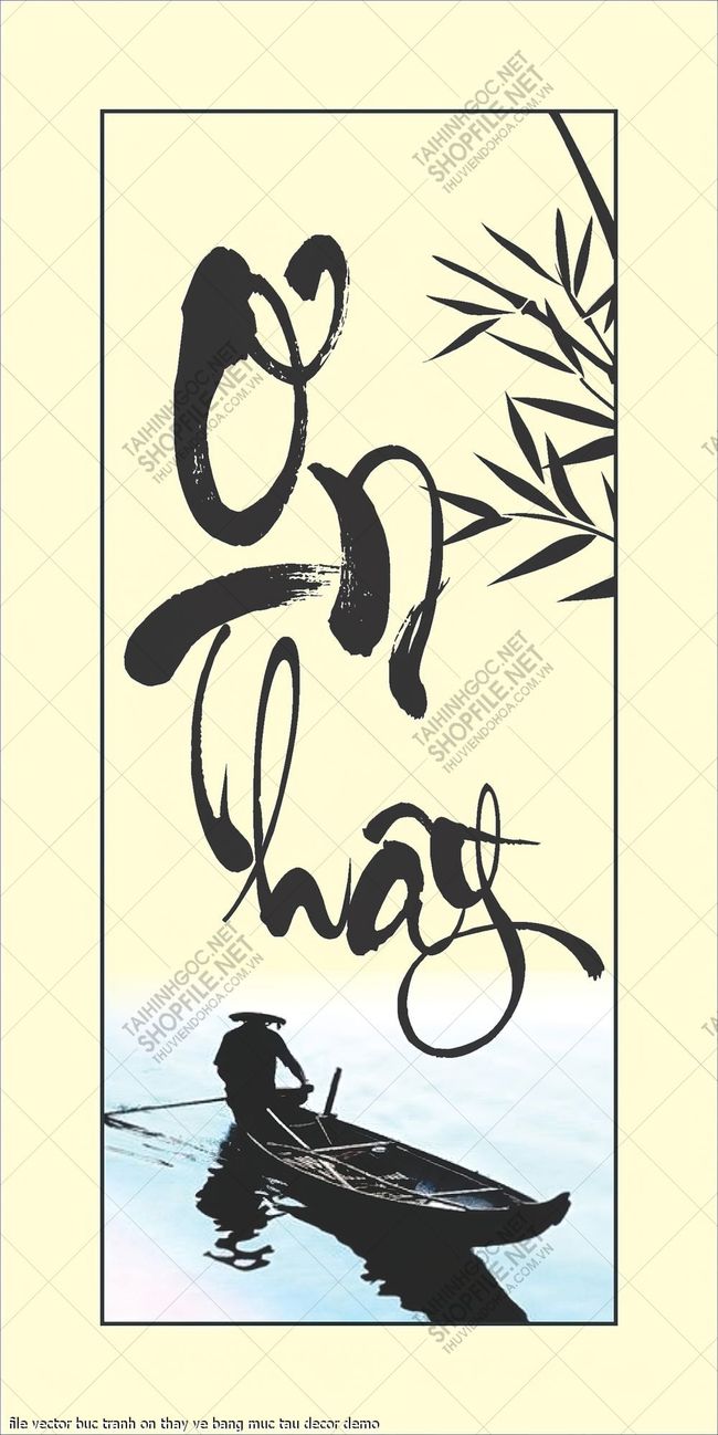 file vector buc tranh on thay ve bang muc tau decor